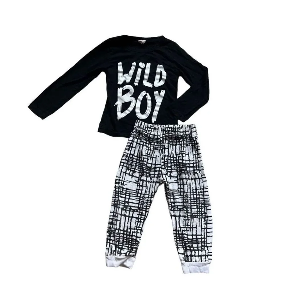 Toddler Boys Giggle N Grow Boutique Wild Boy 2 Piece Hipster Casual Outfit - 2T